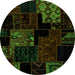 Round Patchwork Green Transitional Rug, abs1987grn