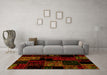 Machine Washable Patchwork Yellow Transitional Rug in a Living Room, wshabs1987yw