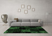 Machine Washable Patchwork Emerald Green Transitional Area Rugs in a Living Room,, wshabs1987emgrn