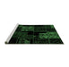 Sideview of Machine Washable Patchwork Emerald Green Transitional Area Rugs, wshabs1987emgrn