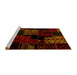 Sideview of Machine Washable Patchwork Yellow Transitional Rug, wshabs1987yw