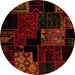 Round Patchwork Orange Transitional Rug, abs1987org