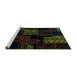 Sideview of Machine Washable Patchwork Turquoise Transitional Area Rugs, wshabs1987turq