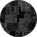 Round Patchwork Gray Transitional Rug, abs1987gry