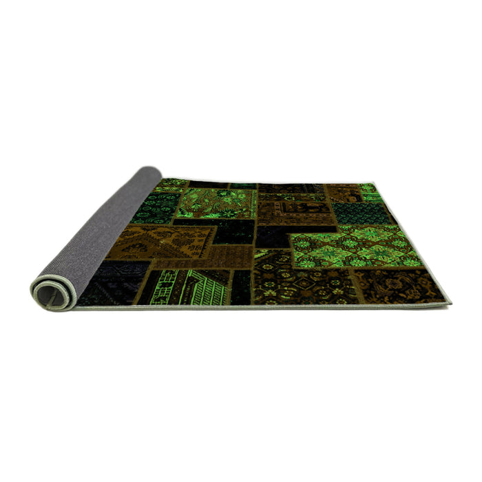 Sideview of Patchwork Green Transitional Rug, abs1987grn
