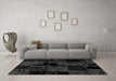 Machine Washable Patchwork Gray Transitional Rug in a Living Room,, wshabs1987gry