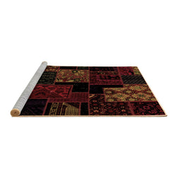 Sideview of Machine Washable Patchwork Brown Transitional Rug, wshabs1987brn