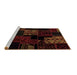 Sideview of Machine Washable Patchwork Brown Transitional Rug, wshabs1987brn