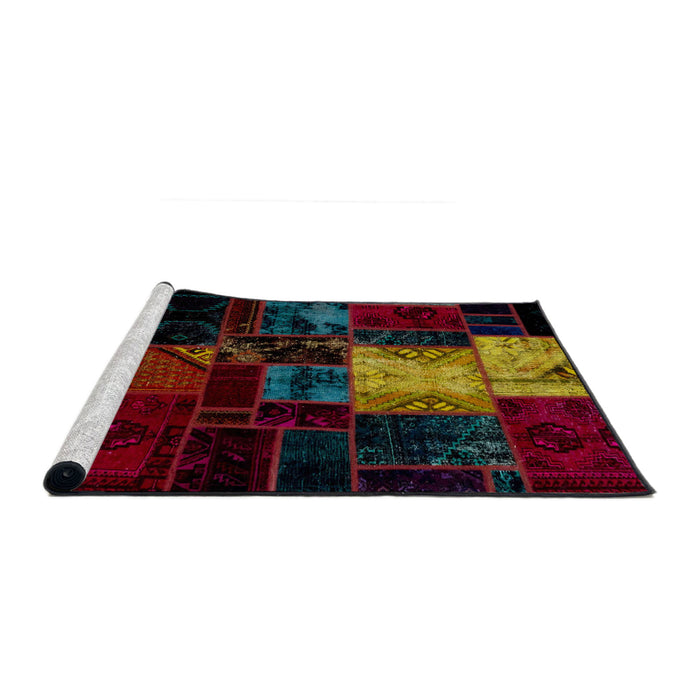 Sideview of Machine Washable Abstract Antique Bronze Green Rug, wshabs1988