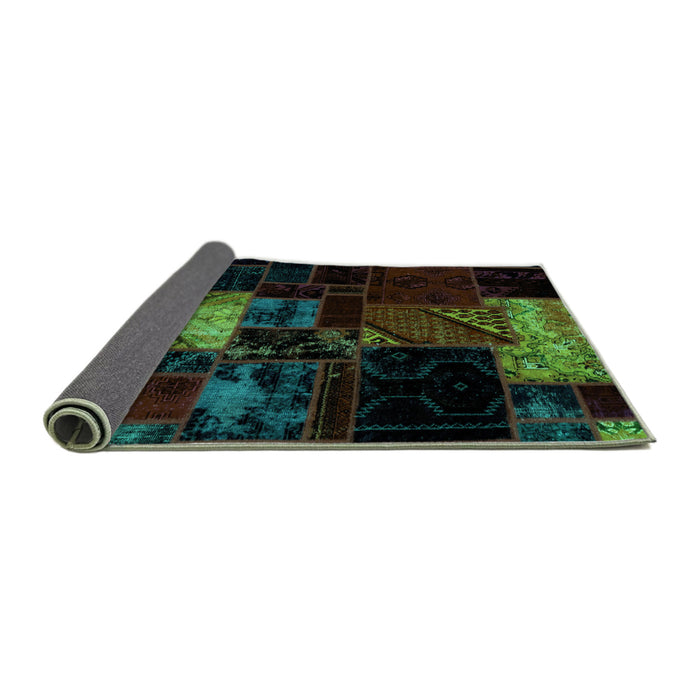 Sideview of Patchwork Turquoise Transitional Rug, abs1988turq
