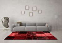 Machine Washable Patchwork Red Transitional Rug, wshabs1988red