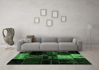 Machine Washable Patchwork Emerald Green Transitional Rug, wshabs1988emgrn