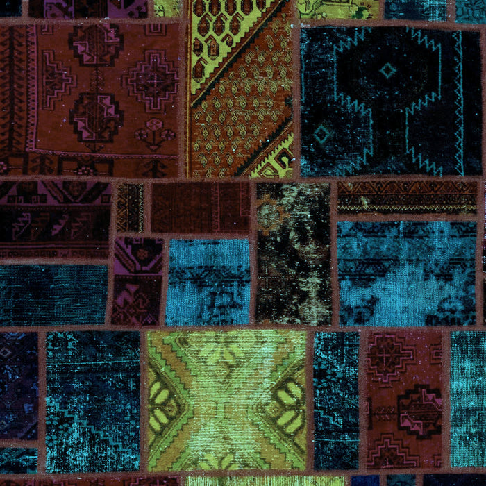 Machine Washable Patchwork Light Blue Transitional Rug, wshabs1988lblu