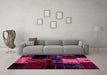 Machine Washable Patchwork Pink Transitional Rug in a Living Room, wshabs1988pnk