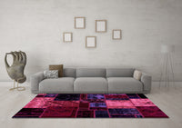 Machine Washable Patchwork Pink Transitional Rug, wshabs1988pnk