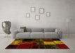 Machine Washable Patchwork Yellow Transitional Rug in a Living Room, wshabs1988yw