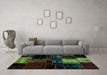 Machine Washable Patchwork Turquoise Transitional Area Rugs in a Living Room,, wshabs1988turq