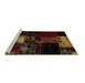 Sideview of Machine Washable Patchwork Brown Transitional Rug, wshabs1988brn