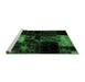 Sideview of Machine Washable Patchwork Emerald Green Transitional Area Rugs, wshabs1988emgrn