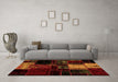 Machine Washable Patchwork Orange Transitional Area Rugs in a Living Room, wshabs1988org