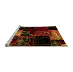 Sideview of Machine Washable Patchwork Orange Transitional Area Rugs, wshabs1988org