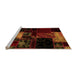 Sideview of Machine Washable Patchwork Orange Transitional Area Rugs, wshabs1988org
