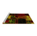 Sideview of Machine Washable Patchwork Yellow Transitional Rug, wshabs1988yw