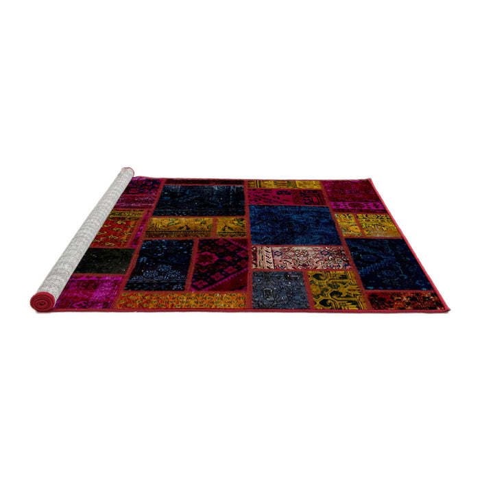 Sideview of Machine Washable Abstract Red Brown Rug, wshabs1989