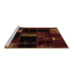 Sideview of Machine Washable Patchwork Brown Transitional Rug, wshabs1989brn
