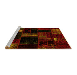 Sideview of Machine Washable Patchwork Yellow Transitional Rug, wshabs1989yw