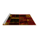 Sideview of Machine Washable Patchwork Yellow Transitional Rug, wshabs1989yw