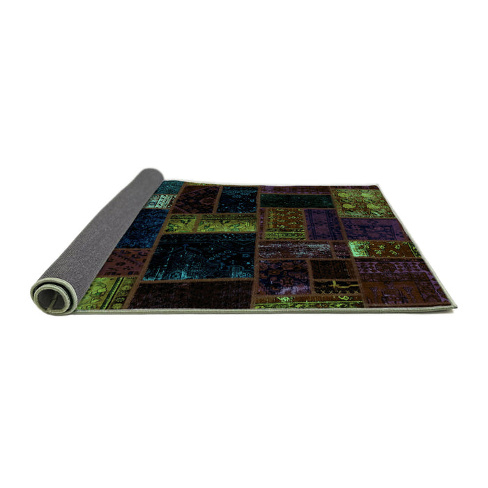 Sideview of Patchwork Turquoise Transitional Rug, abs1989turq