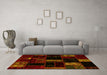 Machine Washable Patchwork Yellow Transitional Rug in a Living Room, wshabs1989yw