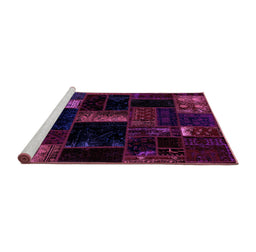 Sideview of Machine Washable Patchwork Purple Transitional Area Rugs, wshabs1989pur