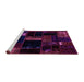 Sideview of Machine Washable Patchwork Purple Transitional Area Rugs, wshabs1989pur