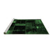 Sideview of Machine Washable Patchwork Emerald Green Transitional Area Rugs, wshabs1989emgrn