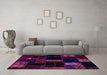 Machine Washable Patchwork Purple Transitional Area Rugs in a Living Room, wshabs1989pur