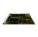 Sideview of Machine Washable Patchwork Green Transitional Area Rugs, wshabs1989grn