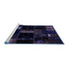 Sideview of Machine Washable Patchwork Blue Transitional Rug, wshabs1989blu