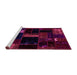 Sideview of Machine Washable Patchwork Pink Transitional Rug, wshabs1989pnk