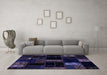 Machine Washable Patchwork Blue Transitional Rug in a Living Room, wshabs1989blu