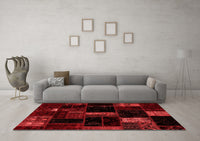 Machine Washable Patchwork Red Transitional Rug, wshabs1989red