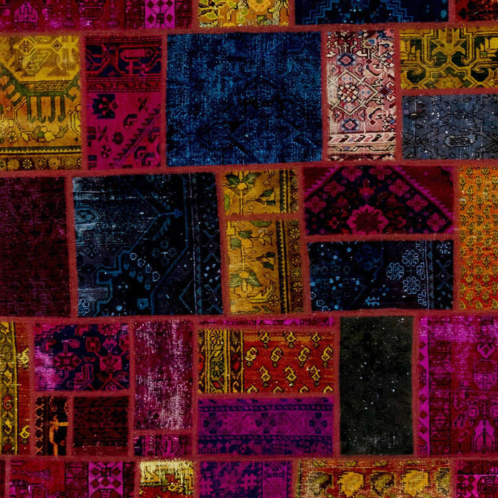 Abstract Red Brown Patchwork Rug, abs1989
