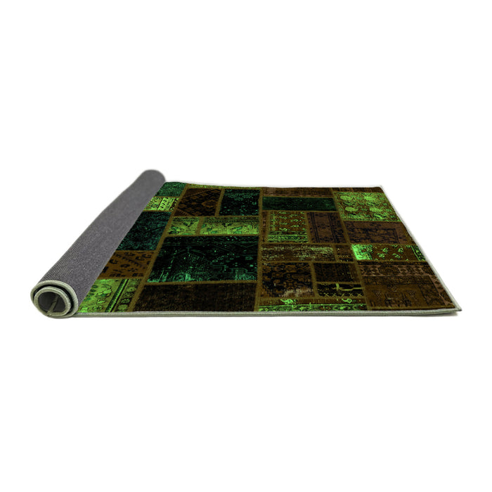 Sideview of Patchwork Green Transitional Rug, abs1989grn