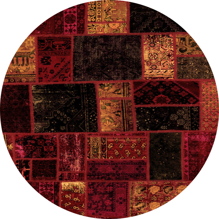 Round Patchwork Orange Transitional Rug, abs1989org