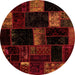 Round Machine Washable Patchwork Orange Transitional Area Rugs, wshabs1989org