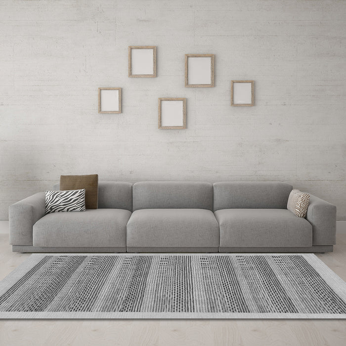 Machine Washable Abstract Gray Modern Rug in a Living Room,, wshabs198gry