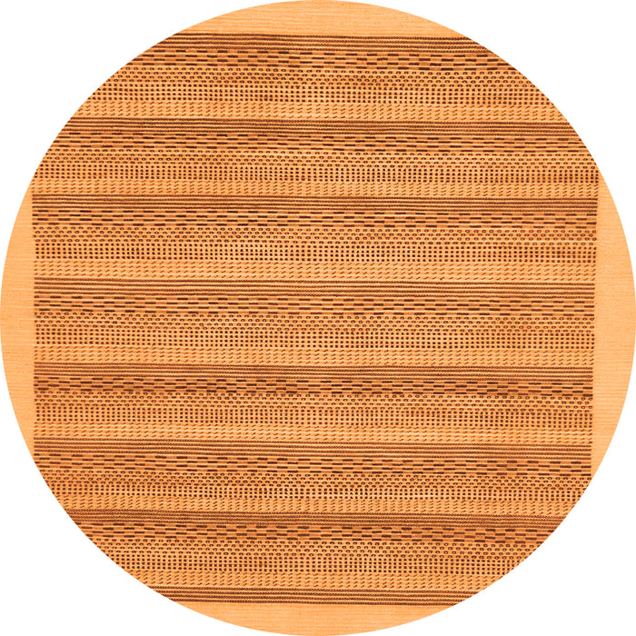 Round Machine Washable Abstract Orange Modern Area Rugs, wshabs198org