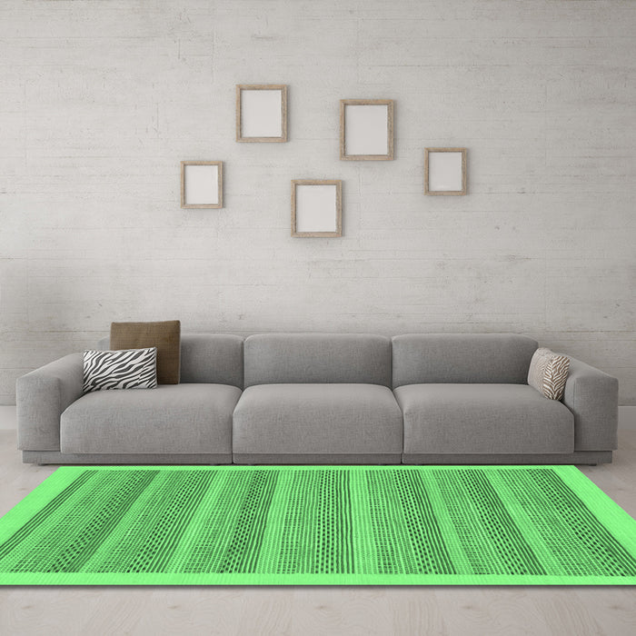 Machine Washable Abstract Emerald Green Modern Area Rugs in a Living Room,, wshabs198emgrn