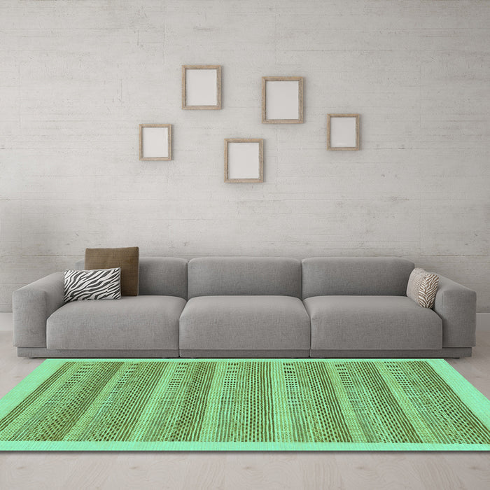 Machine Washable Abstract Turquoise Modern Area Rugs in a Living Room,, wshabs198turq